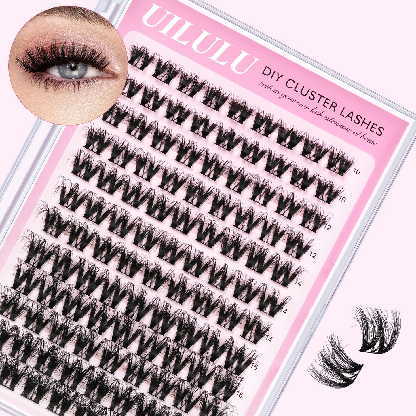 Uilulu Lash Clusters D Curl Fluffy Clusters Lashes 0.07D 10-18 MIX 108 Eyelashes Individual Lashes DIY Lash Extensions at Home False Lashes Wide Band Natural Eye Lash Clusters(U10 Lash Only, 10-18mix)