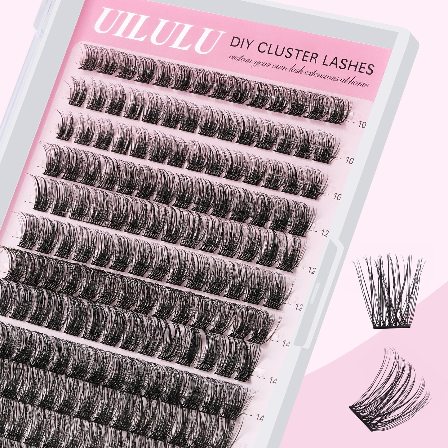 Uilulu Lash Clusters D Curl Fluffy Clusters Lashes 0.07D 10-16 MIX 144 Eyelashes Individual Lashes Clusters DIY Lash Extensions at Home False Lashes Wide Band Natural Eye Lash Clusters(U11 Lash Only, 10-16mix)