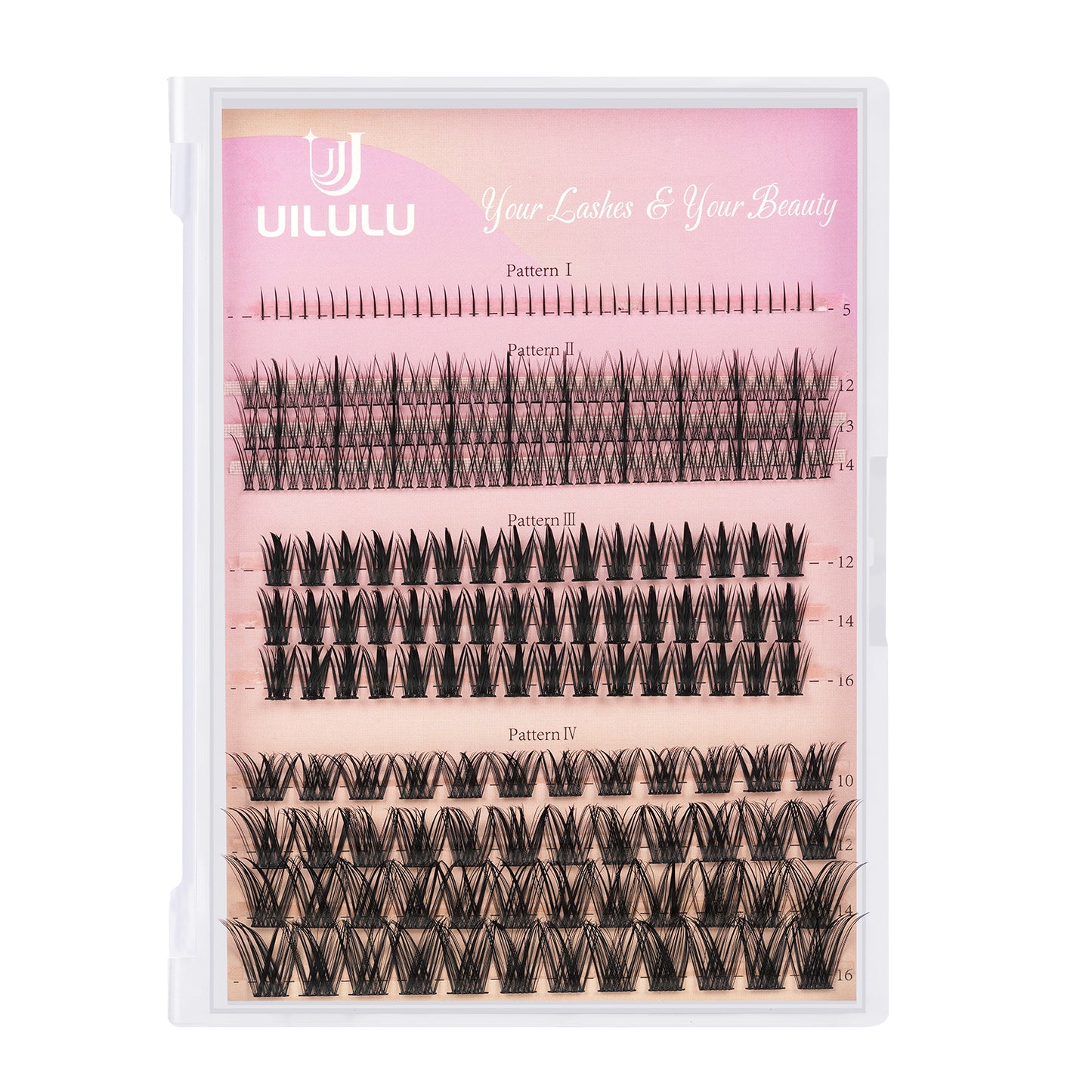 UILULU DIY Cluster Lashes 4 Styles In One Individual Natural Lashes Clusters With Bottom Lashes, False Eyelashes Manga Lash Clusters At Home Lash Extensions (U01-4in1, 5-16MM Lash Only)