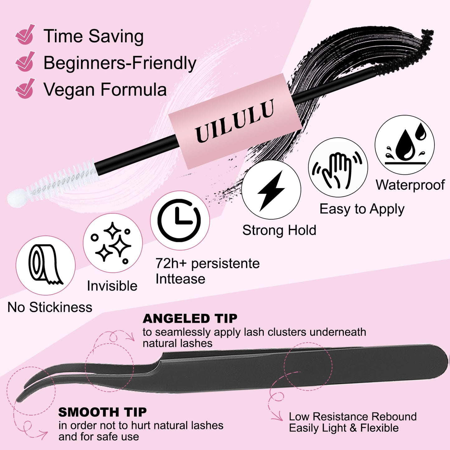 UILULU DIY Lash Extension Kit 168 Count D Curl Clusters Lashes Individual Lash Clusters , Lash Kit with Lash Bond & Seal, Lash Remover, Lash Tweezers, and Lash Brush D Curl-0.07-8-18MM (U04 Lash Kit)