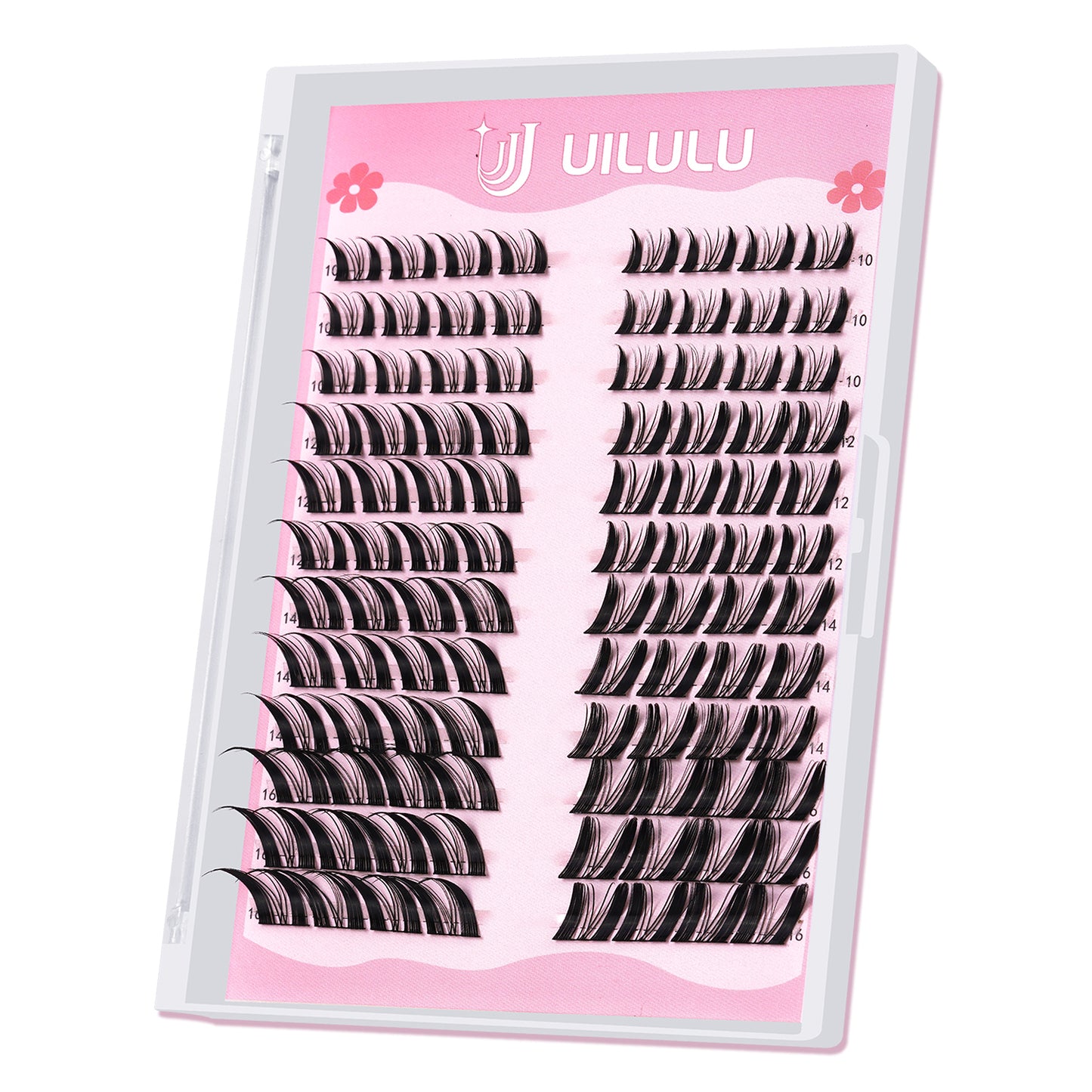 UILULU Manga Fairy Lash Clusters 10–16mm–Anime FoxEye D Curl Eyelash Clusters (Left & Right WideSpan)–DIY Wet Look Lash Extensions–Individual Fake Lashes (U29 Lashes Only)