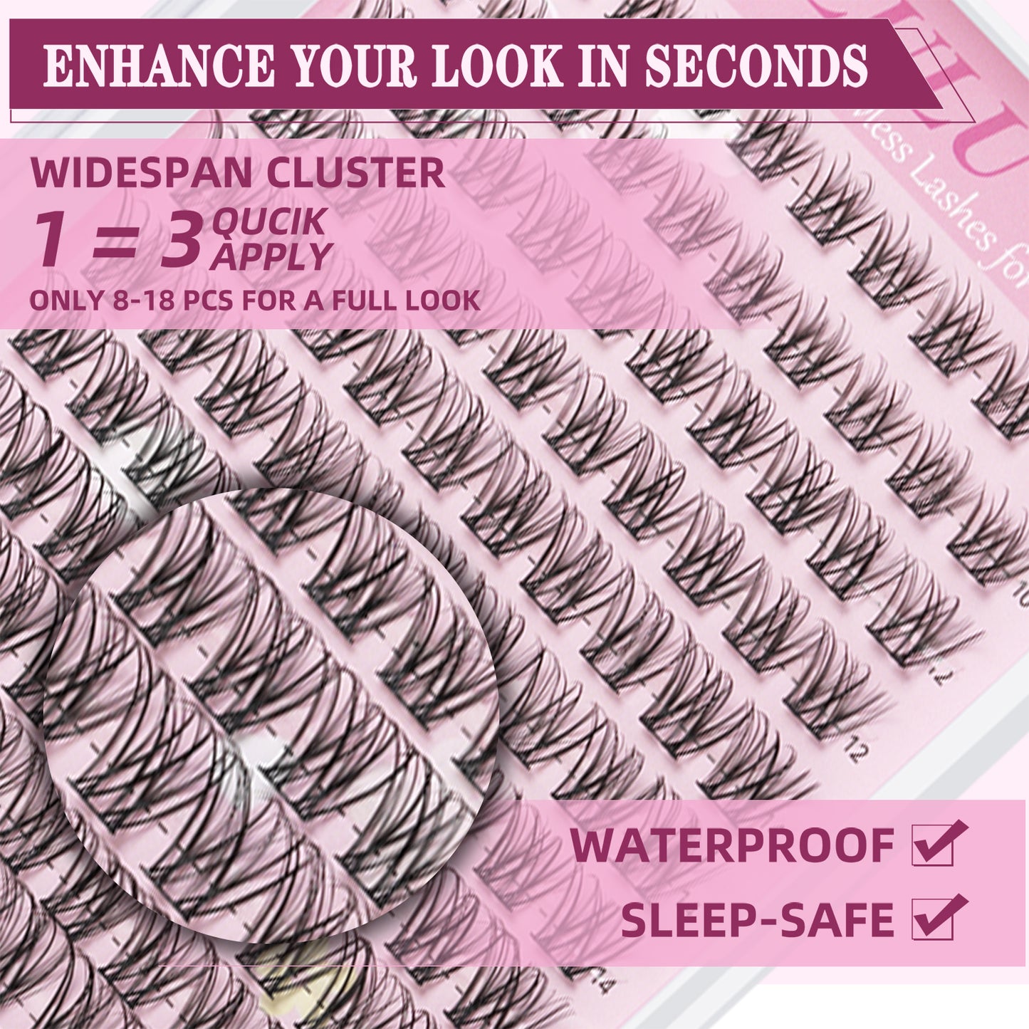 UILULU Natural Lash Clusters 10-18mm Mix D Curl DIY Extension Eye Natural Lashes False Wispy EyeLash Cluster (U26 Eyelashes Only)