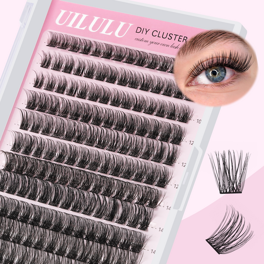 Uilulu Lash Clusters D Curl Fluffy Clusters Lashes 0.07D 10-16 MIX 144 Eyelashes Individual Lashes Clusters DIY Lash Extensions at Home False Lashes Wide Band Natural Eye Lash Clusters(U11 Lash Only, 10-16mix)
