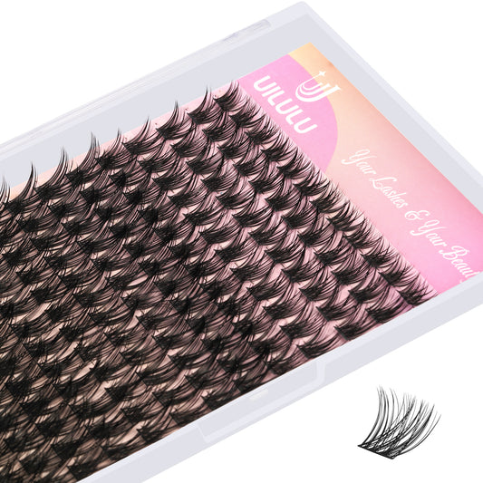 UILULU DIY Cluster Lashes 168pcs Individual U02 Lashes Clusters D Curl Natural Eyelash Extension, False Eyelashes Lash Clusters At Home Lash Extensions (U02-0.07D-9-16MM Lash Only)