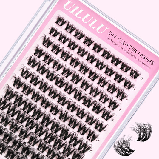 Uilulu Lash Clusters D Curl Fluffy Clusters Lashes 0.07D 10-18 MIX 108 Eyelashes Individual Lashes DIY Lash Extensions at Home False Lashes Wide Band Natural Eye Lash Clusters(U10 Lash Only, 10-18mix)
