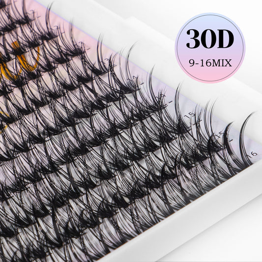 UILULU DIY Cluster Lashes 280pcs Individual 30D Lashes Clusters D Curl Natural Eyelash Extension, False Eyelashes Lash Clusters At Home Lash Extensions (30D-0.07D-9-16MM Lash Only)