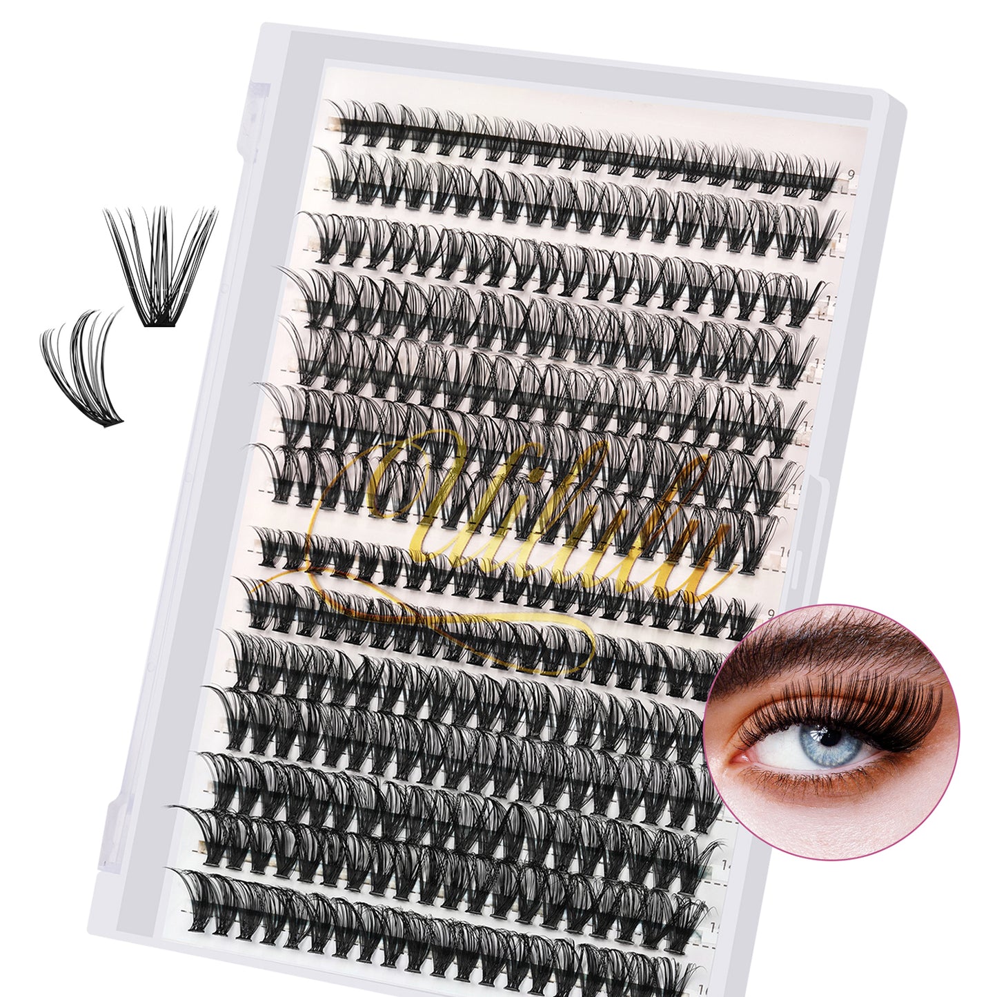 UILULU DIY Cluster Lashes 280pcs Individual 30D+40D Natural Lashes Clusters D Curl Eyelash Extension, False Eyelashes Lash Clusters At Home Lash Extensions (30D+40D-0.07D-9-16MM Lash Only)