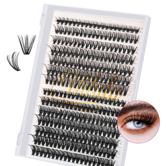 UILULU DIY Cluster Lashes 280pcs Individual 30D+40D Natural Lashes Clusters D Curl Eyelash Extension, False Eyelashes Lash Clusters At Home Lash Extensions (30D+40D-0.07D-9-16MM Lash Only)