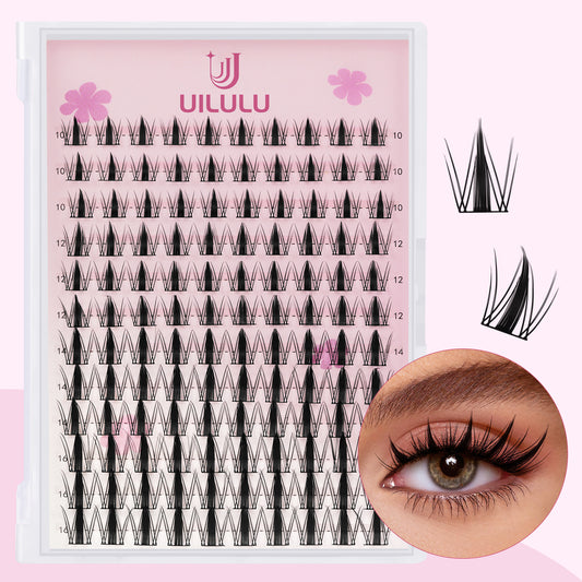 Uilulu Lash Clusters D Curl Clusters Lashes 0.07D 10-16 MIX 120 Eyelashes Individual Lashes DIY Lash Extensions at Home False Lashes Wide Band Anime Eye Lash Clusters(U07 Lash Only, 10-16mix)