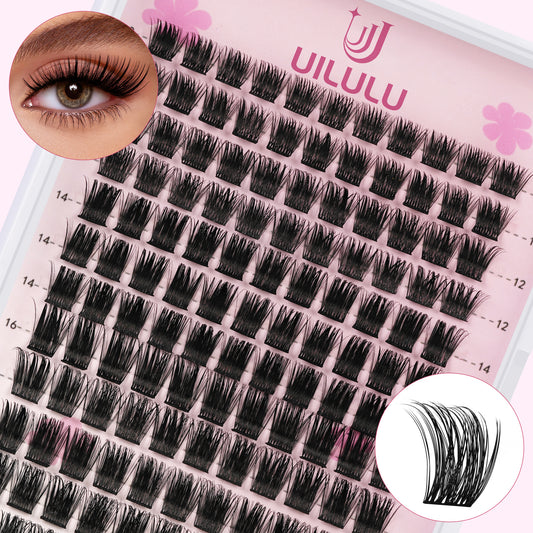 Uilulu Lash Clusters D Curl Fluffy Clusters Lashes 0.07D 10-18 MIX 132 Eyelashes Individual Lashes DIY Lash Extensions at Home False Lashes Wide Band Wispy Eye Lash Clusters(U08 Lash Only, 10-18mix)