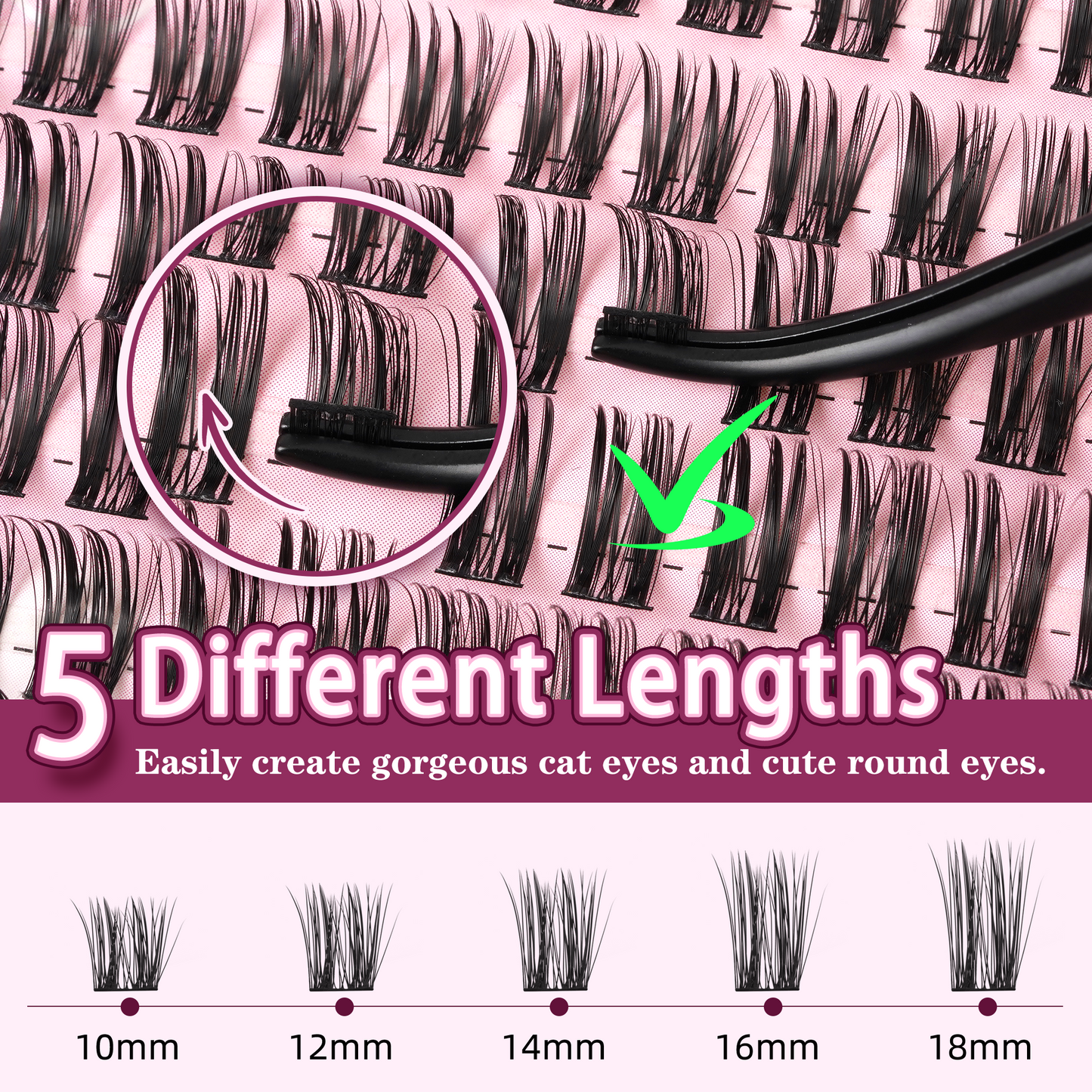 Uilulu Lash Cluster kit 10-18mm DIY Lash Extension Kit 144 D Curl Wispy Clusters Lashes 0.07D Individual Lashes Clusters False Eyelashes Set Eye Lash Kits Extensions Kit （U15 Lash Kit）