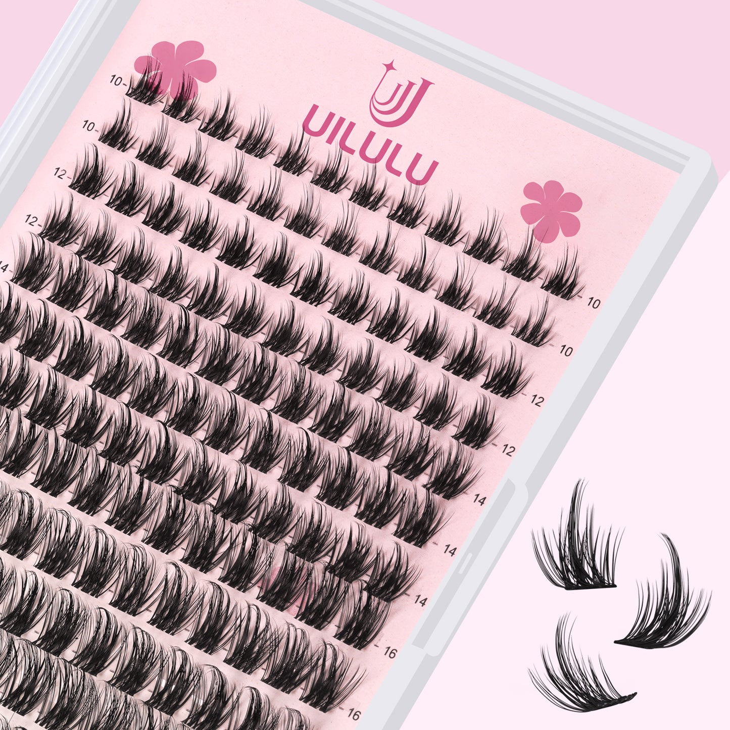 Uilulu Lash Clusters D Curl Invisible Band Clusters Lashes 0.07D 10-18 MIX 144 Eyelashes Individual Lashes DIY Lash Extensions at Home False Lashes Wide Band Wispy Eye Lash Clusters(U06 Lash Only, 10-18mix)