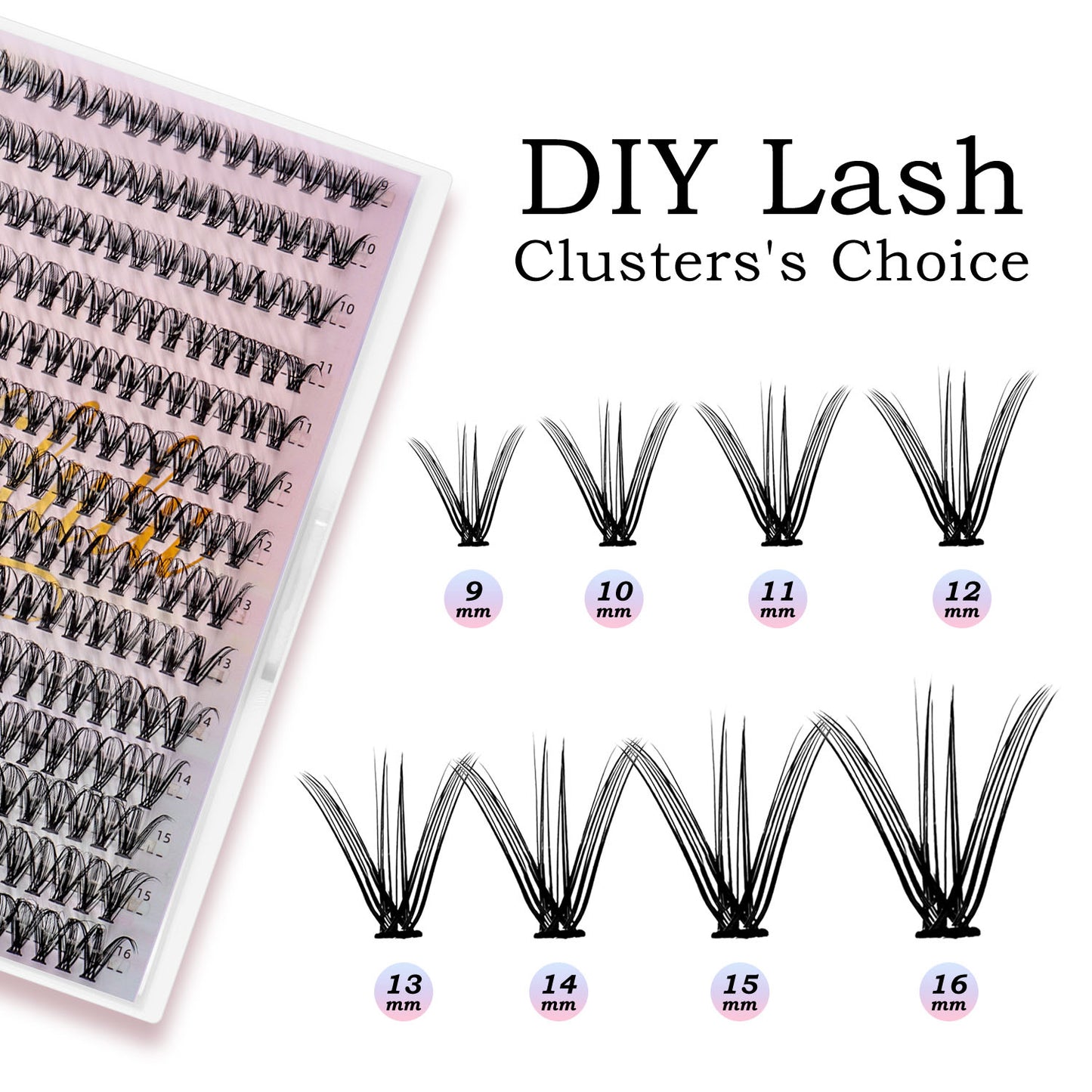 UILULU DIY Lash Extension Kit 280pcs Individual Lashes Clusters D Curl Lash Clusters, Lash Kit with Lash Bond and Seal, Remover, Lash Tweezers (30D-0.07D-9-16MM Kit)