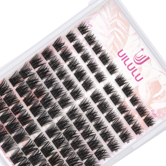 Uilulu Lash Clusters Kit 10-18mm D Curl Clusters Eyelash Extensions Kit False Eyelash Clusters DIY Eyelash Extensions Individual Cluster Lashes (U017 Lashes Only, D Curl, 10-18 MIX)