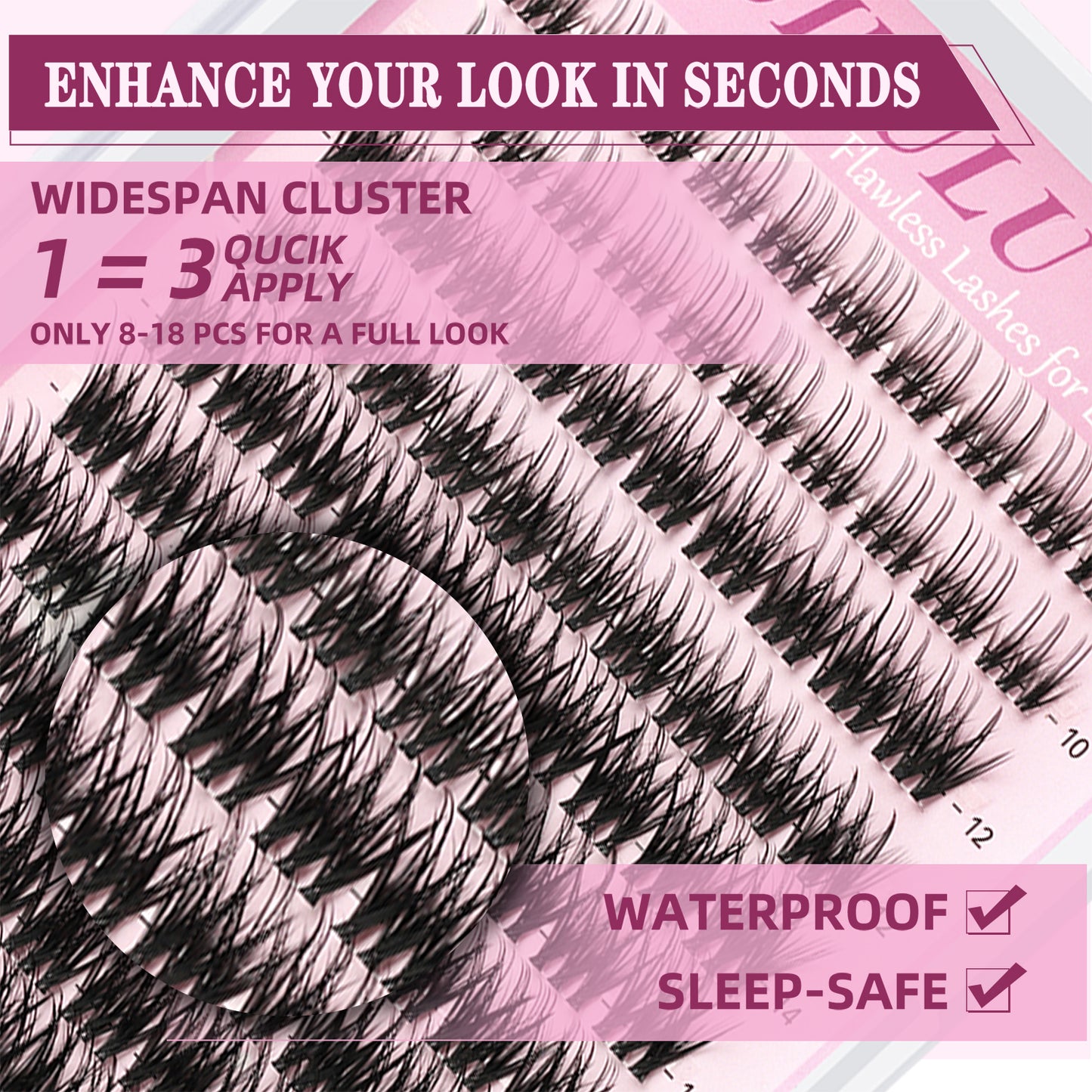 UILULU Lash Clusters Kit 10-18mm Mix D Curl DIY Extension Eye Natural Lashes False Wispy EyeLash Cluster with Bond & Seal, Glue Remover, Tweezers(U20)