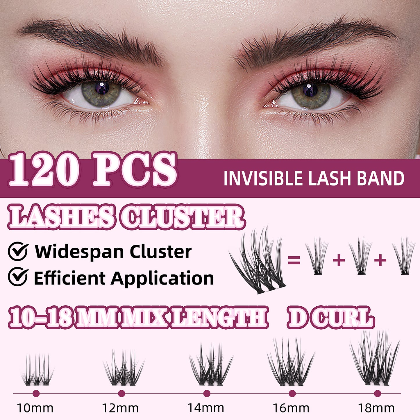 UILULU Lash Clusters 10-18mm Mix D Curl DIY Extension Eye Natural Lashes False Wispy EyeLash Cluster (U20 Eyelashes Only)