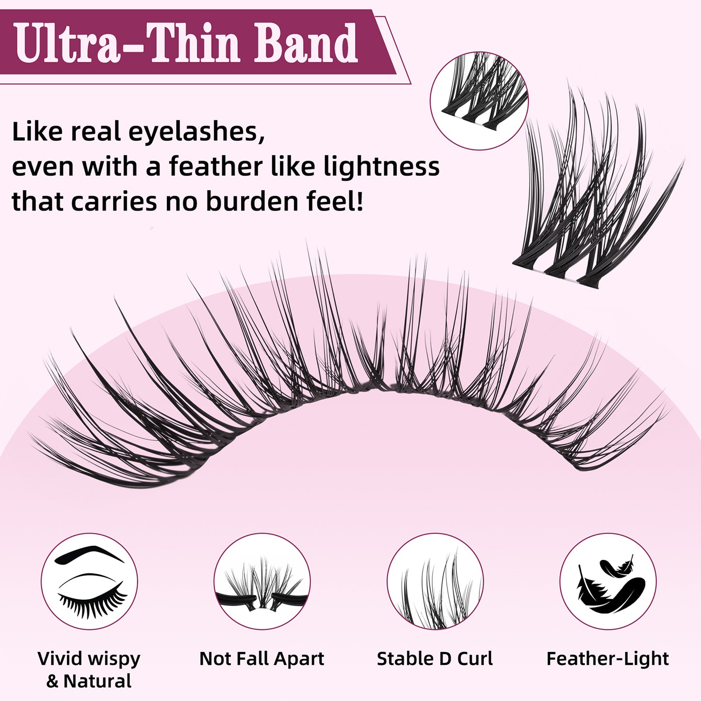 UILULU Lash Clusters 10-18mm Mix D Curl DIY Extension Eye Natural Lashes False Wispy EyeLash Cluster (U20 Eyelashes Only)
