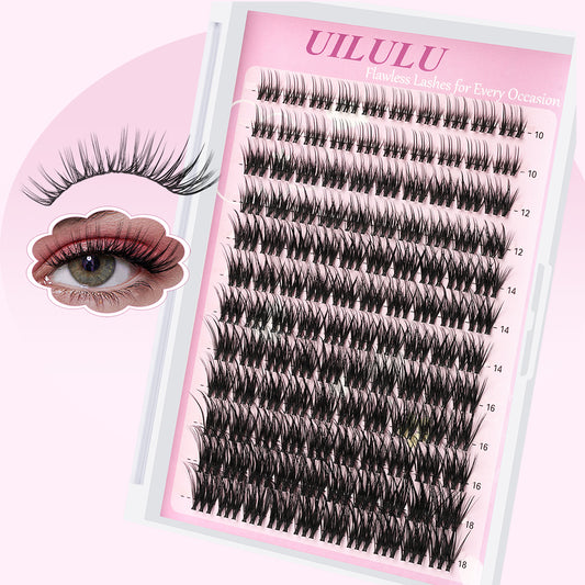 UILULU Lash Clusters 10-18mm Mix D Curl DIY Extension Eye Natural Lashes False Wispy EyeLash Cluster (U20 Eyelashes Only)