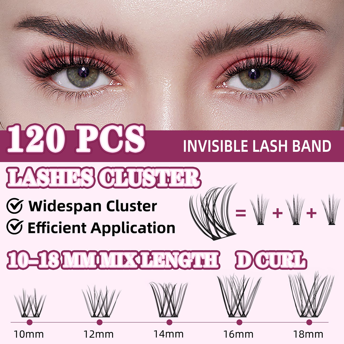 UILULU Natural Lash Clusters Kit 10-18mm Mix D Curl DIY Extension Eye Natural Lashes False Wispy EyeLash Cluster with Bond & Seal, Glue Remover, Tweezers(U26)