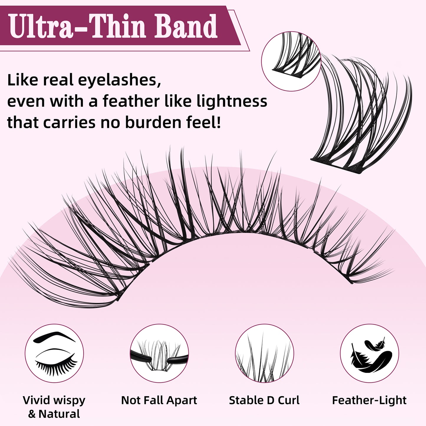 UILULU Natural Lash Clusters Kit 10-18mm Mix D Curl DIY Extension Eye Natural Lashes False Wispy EyeLash Cluster with Bond & Seal, Glue Remover, Tweezers(U26)