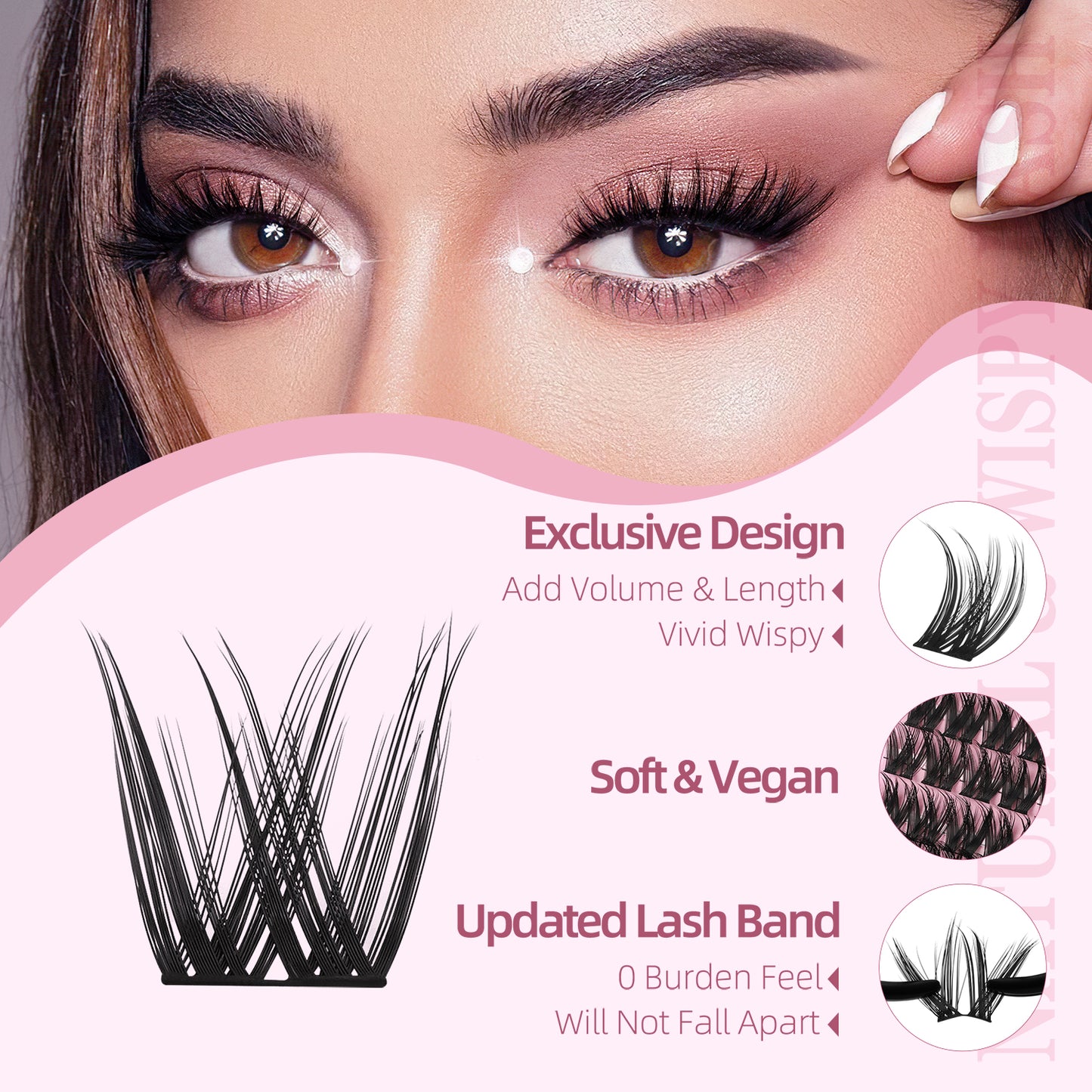 UILULU Wispy Lash Clusters Kit 10-18mm Mix D Curl Eye Lashes Wispy Lash Cluster False Eyelash Clusters DIY Lash Extension Kit with Lash Bond & Seal, Lash Glue Remover, Lash Tweezers(U13 Lash Kit)