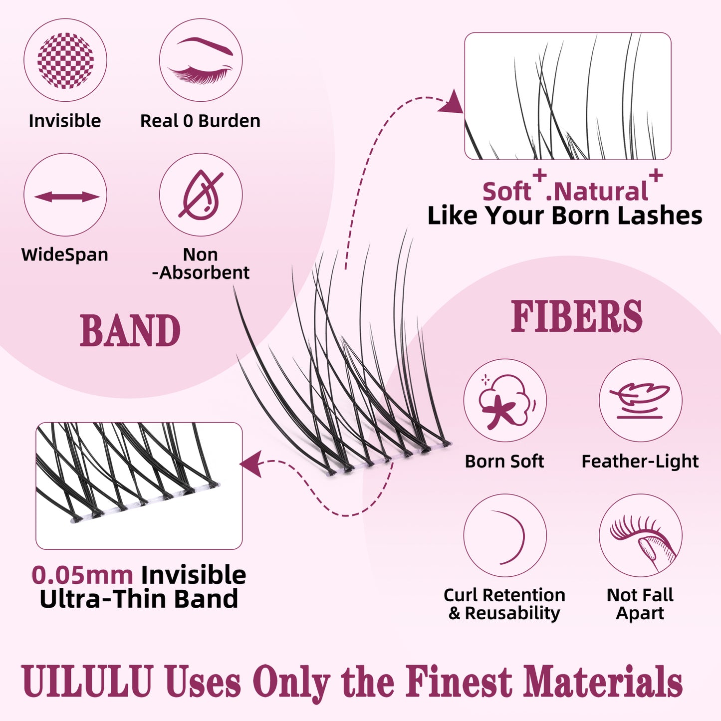 UILULU Natural Lash Clusters Kit 8-18mm with 5mm Bottom Lashes Natural Eye Lashes Wispy Lash Clusters False Eyelash Clusters DIY Lash Extension Kit with Bond & Seal Glue Remover Tweezers(U18 Lash Kit)