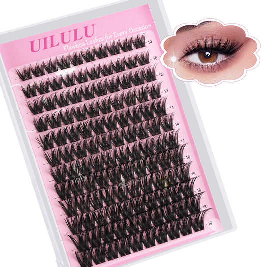 UILULU Lash Clusters 10-18mm Mix D Curl Eye Lashes Wispy Lash Clusters False Eyelash Clusters DIY Eyelash Extensions Individual Cluster Lashes (U13 Lashes Only)