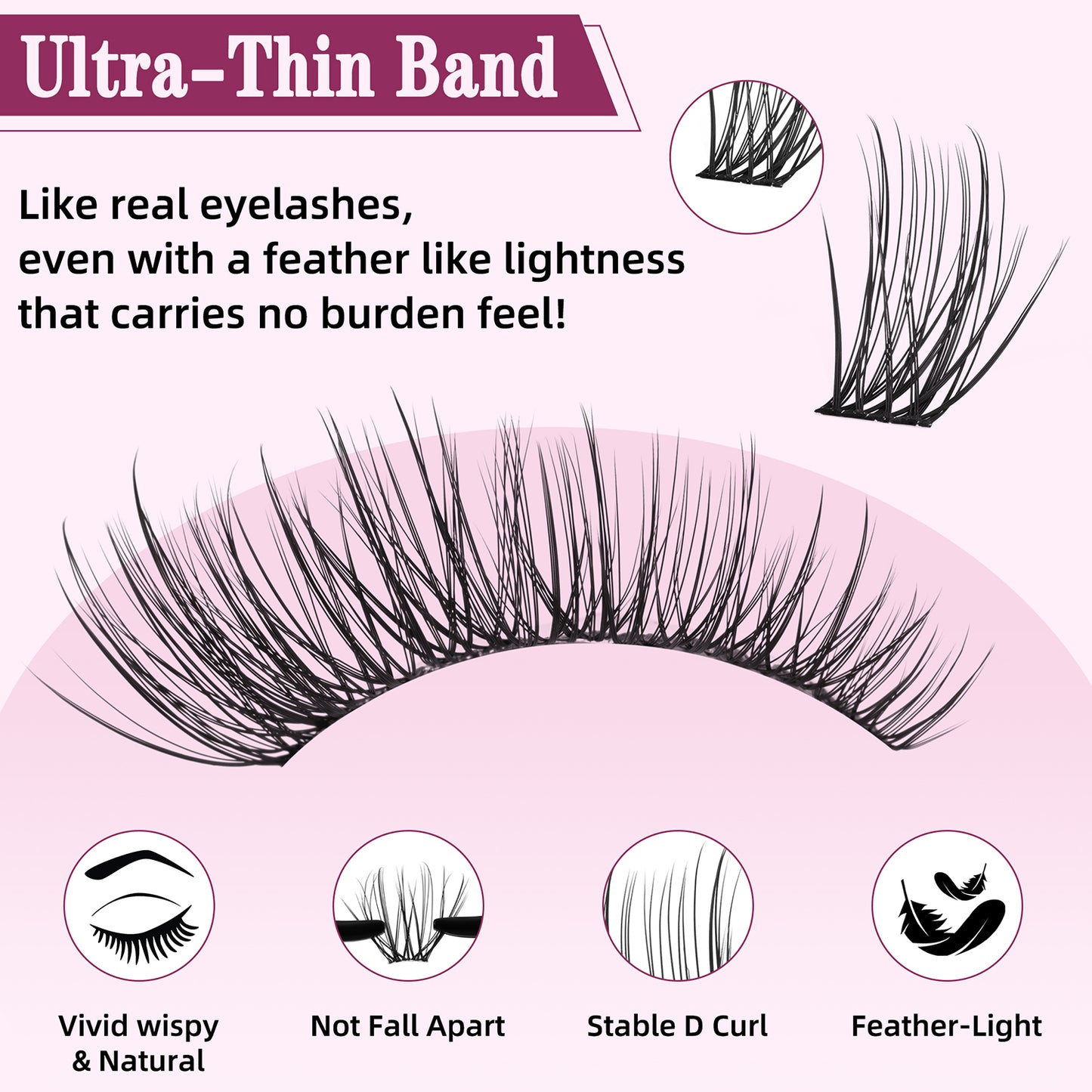 UILULU Natural Wispy Lash Clusters Kit 10-18mm Mix D Curl DIY Extension Eye Lashes False Wispy EyeLash Cluster with Bond & Seal, Glue Remover, Tweezers(U14)